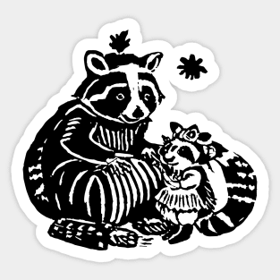 Vintage racoon and possum Sticker